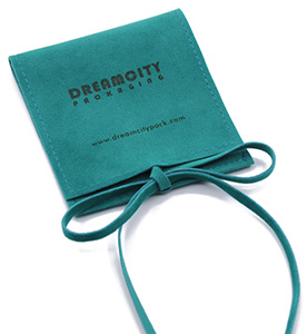 Velvet Jewellery Pouch Envelope Bag with Ribbon and Custom Printed Logo