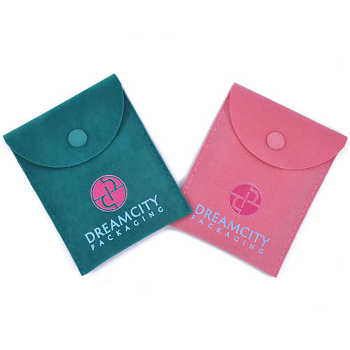 Velvet Jewelry Pouches with Snap Button and Custom Logo