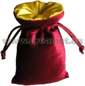 Printed Velvet Jewellery Pouch with Satin Lining Burgundy, without logo.