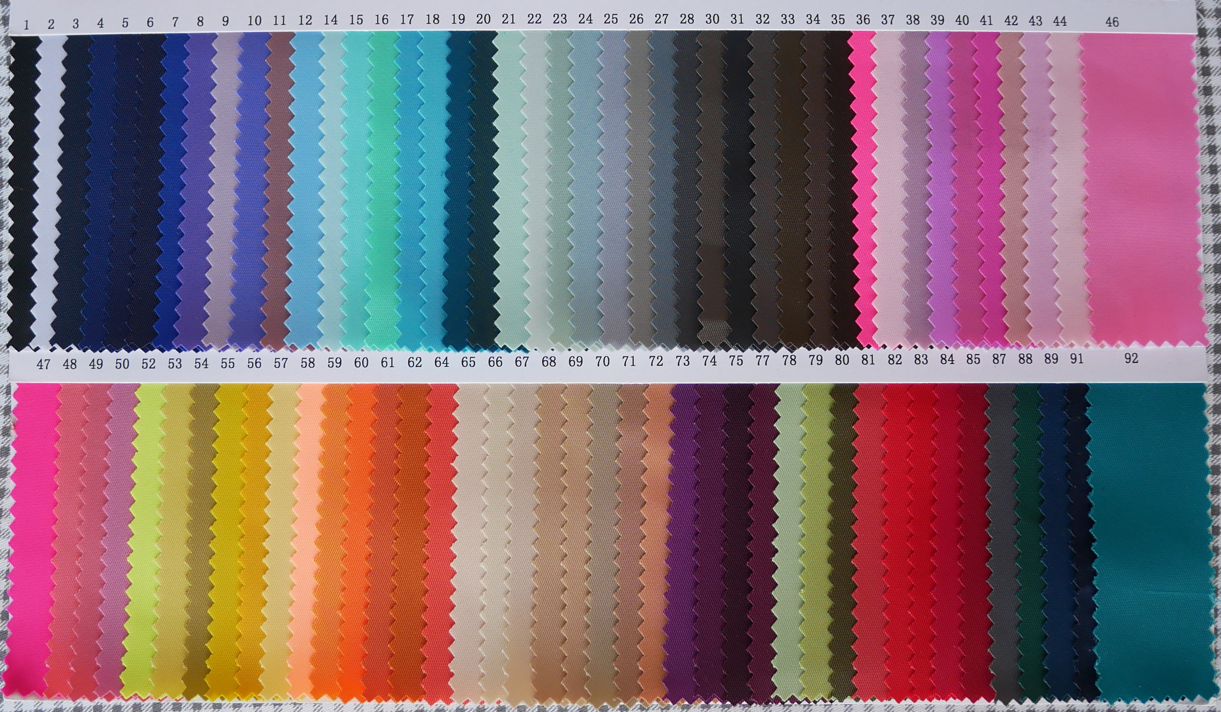 Tabela de cores de tecido repelente de água de nylon