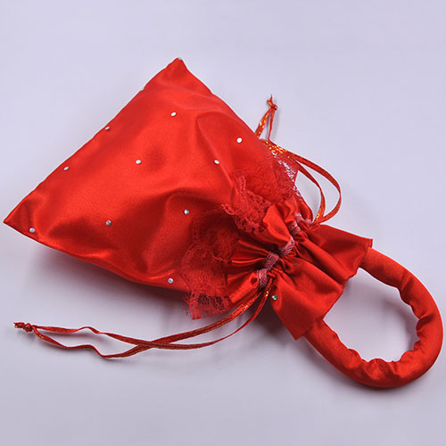 Wedding Favor Gift Bags with Satin Knot Handle and Lace