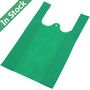 Wholesale Non Woven T-shirt Vest Bags Eco-friendly Reusable Grocery Bags in Stock, Green
