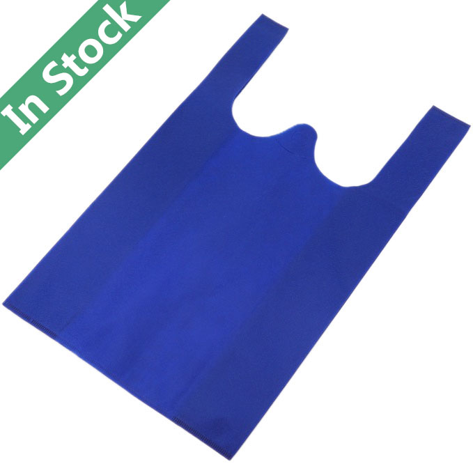 Wholesale Non Woven T-shirt Vest Bags Eco-friendly Reusable Grocery Bags in Stock, Royal Blue