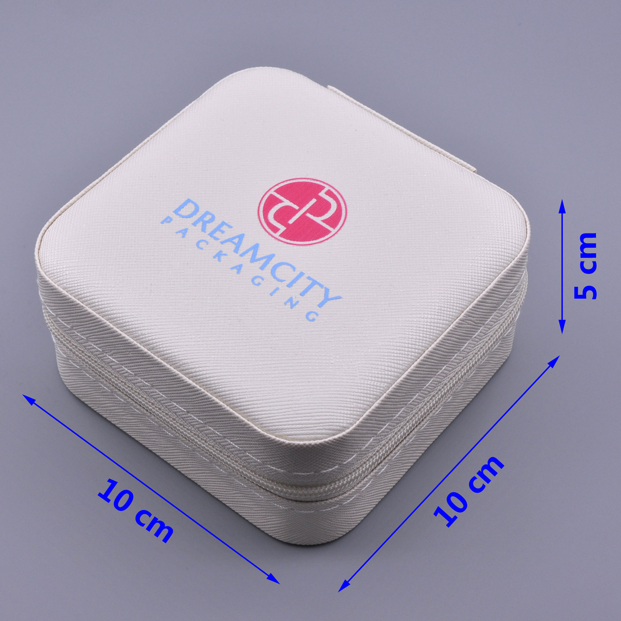 Wholesale Small Jewelry Box with Personalized Logo and Zipper, Size Diagram.