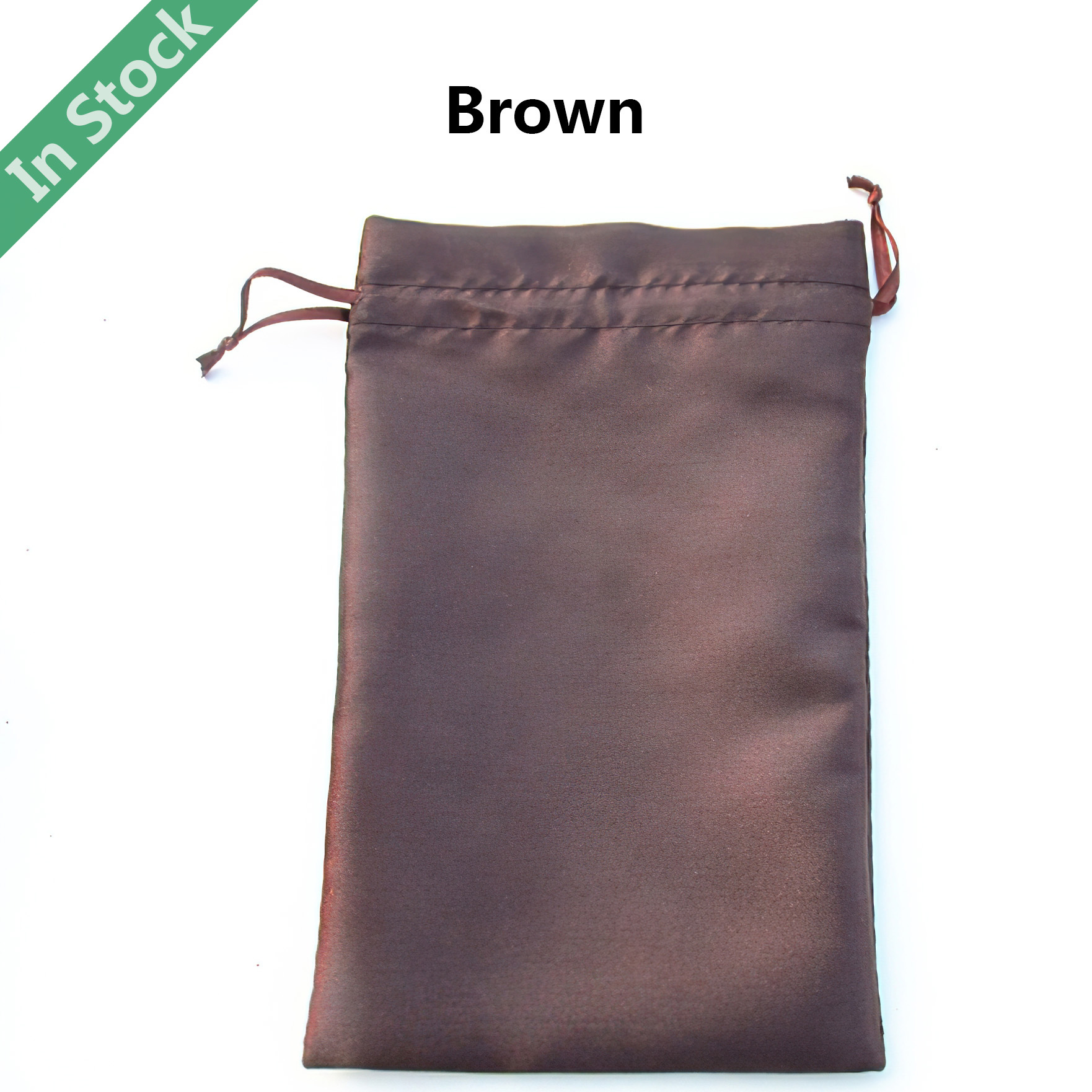 Wholesale Satin Silk Drawstring Bags Pouches in Stock, Brown