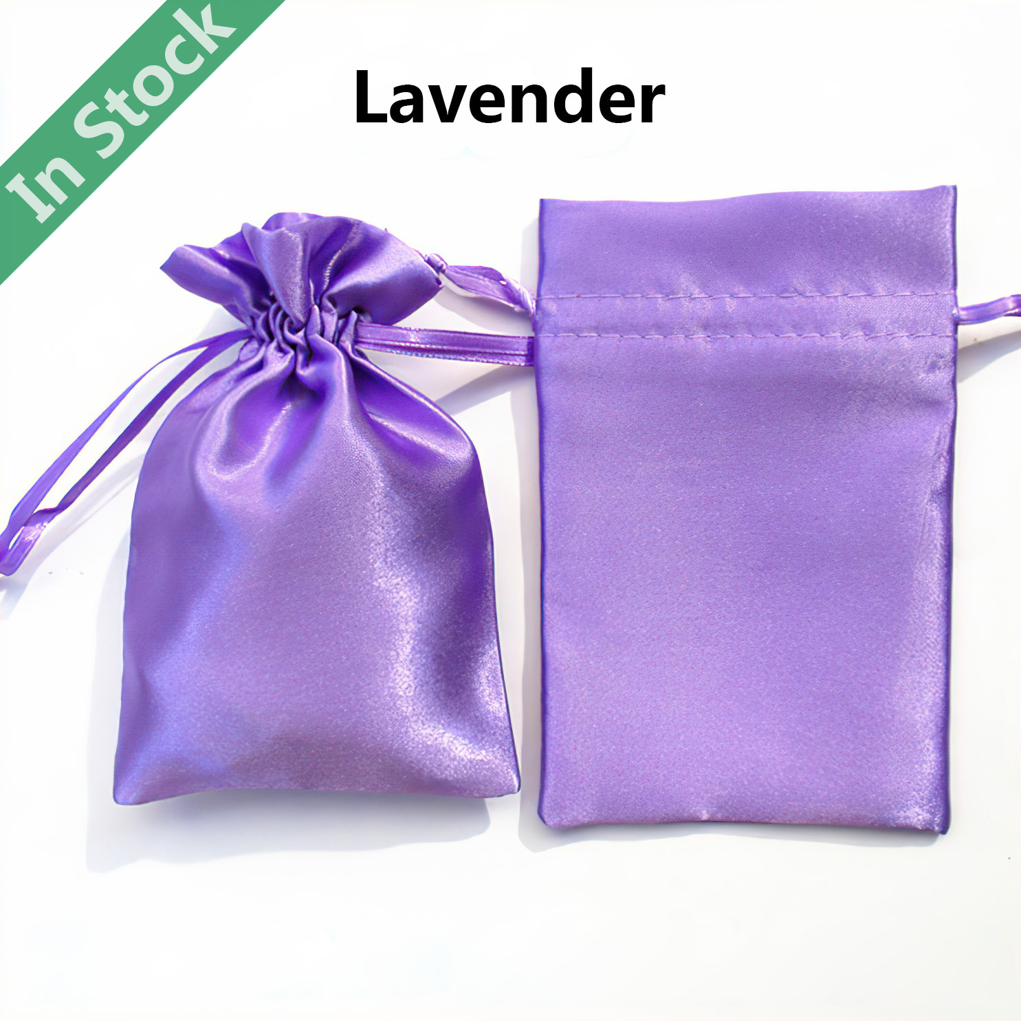 Wholesale Satin Silk Drawstring Bags Pouches in Stock, Lavender
