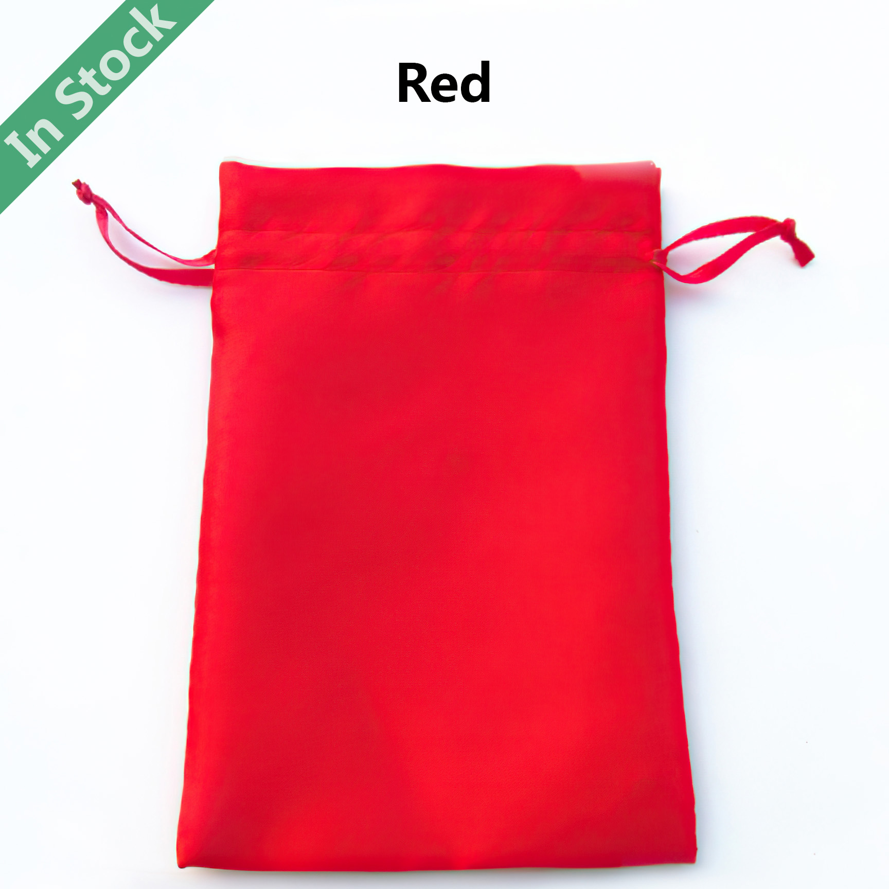 Wholesale Satin Silk Drawstring Bags Pouches in Stock, Red