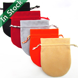 Wholesale Velvet Bags Drawstring Jewelry Pouches with Round Bottom in Stock