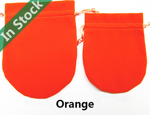 Bolsas de terciopelo para joyería con cordón con fondo redondo al por mayor en existencia, naranja