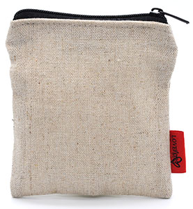 Small Linen Zipper Pouch with Branded Label