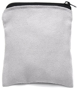 Personalized Suede Zipper Jewelry Pouch Makeup Bag Coin Purse, Silver